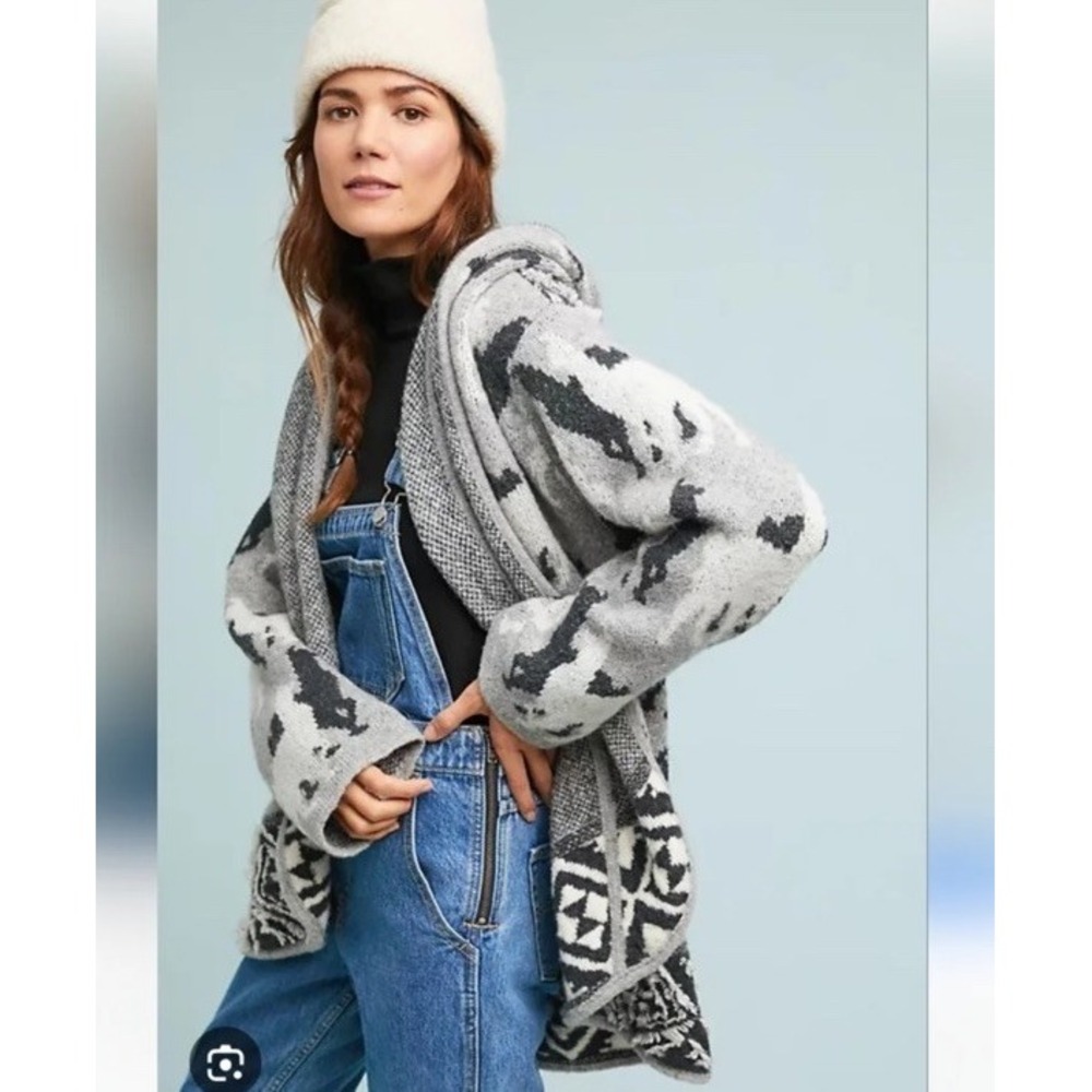 Anthropologie Akemi + Kin Llama Knit Cardigan S Wool Alpaca Blend Open Front